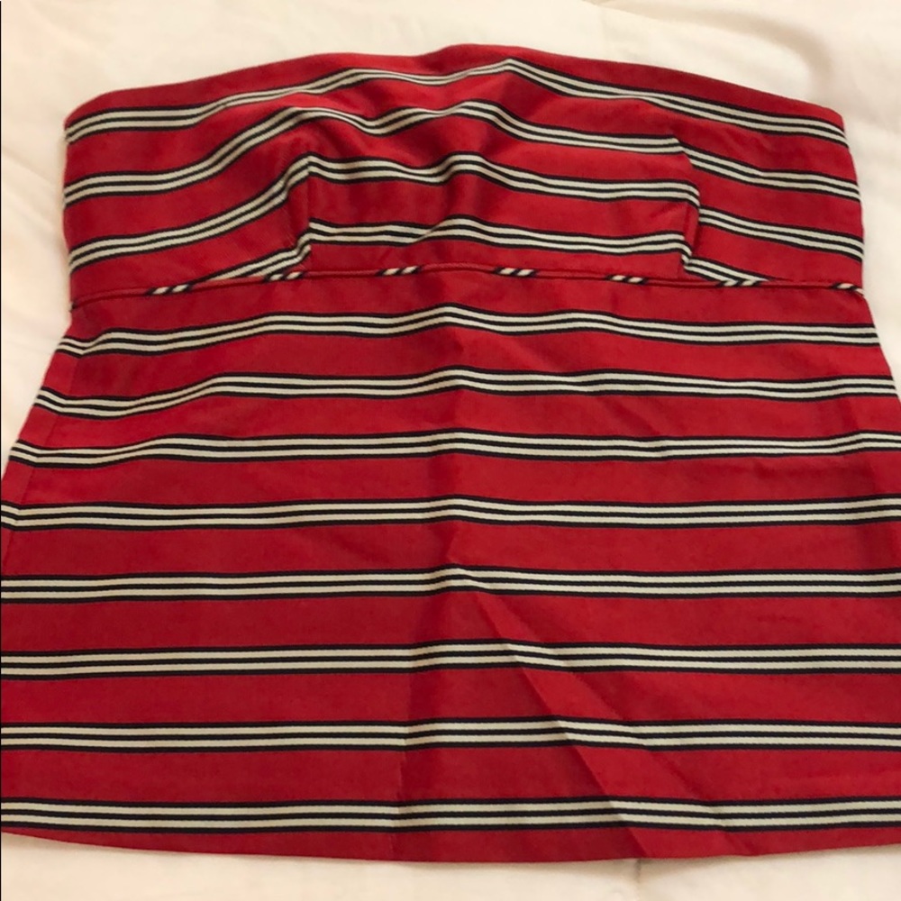 JCrew Sz XS 0 Strapless Top Red Silk
